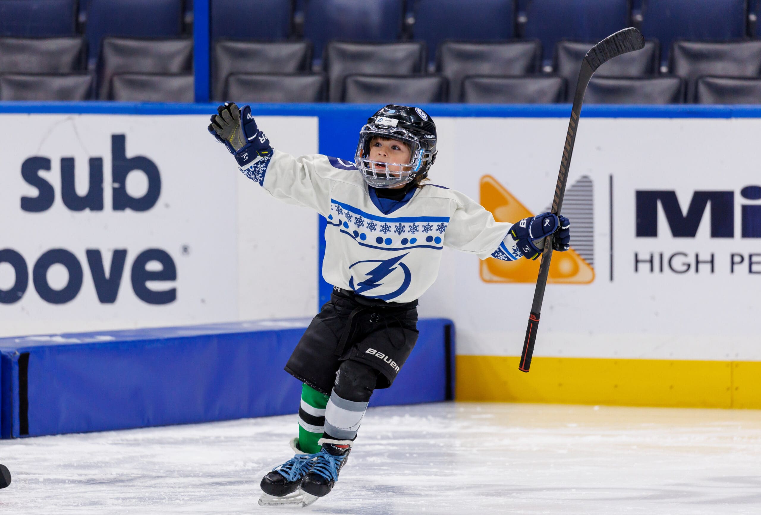 TAMPA, FL - JANUARY 02: Tampa Bay Lightning Holiday Kids Camp at Amalie Arena on January 2, 2025 in Tampa, Florida. (Photo by Mark LoMoglio/Tampa Bay Lightning)