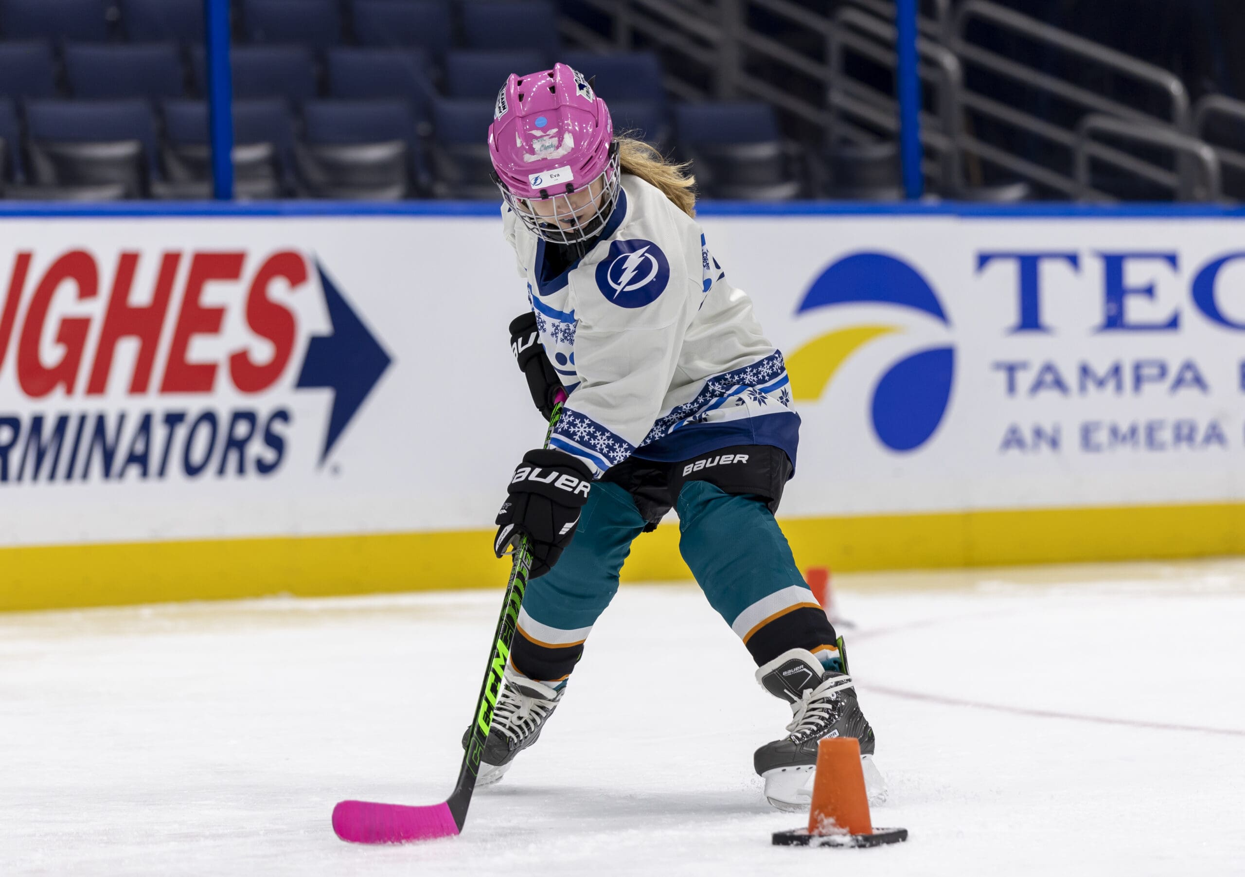 TAMPA, FL - JANUARY 02: Tampa Bay Lightning Holiday Kids Camp at Amalie Arena on January 2, 2025 in Tampa, Florida. (Photo by Mark LoMoglio/Tampa Bay Lightning)