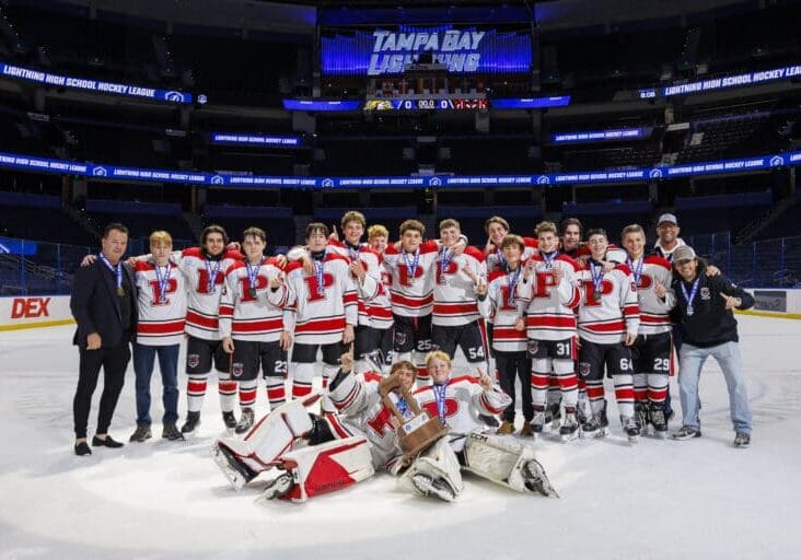 TAMPA, FL - FEBRUARY 6: 2025-26 LHSHL JV final between the Palmetto Tigers and Cypress Creek Coyotes at Benchmark International Arena on February 6, 2026 in Tampa, Florida. (Photo by Mark LoMoglio/Tampa Bay Lightning)