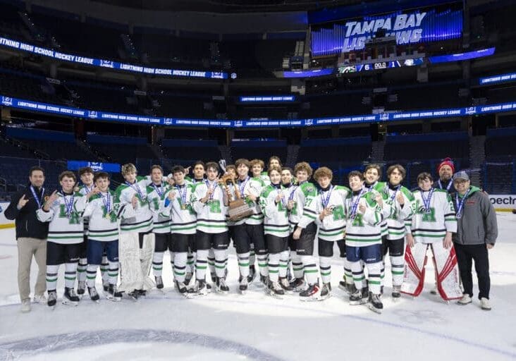 TAMPA, FL - FEBRUARY 6: 2025-26 LHSHL varsity final between the Newsome Wolves and Lakewood Ranch Mustangs at Benchmark International Arena on February 6, 2026 in Tampa, Florida. (Photo by Mark LoMoglio/Tampa Bay Lightning)
